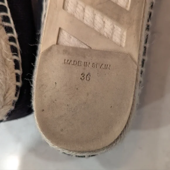 Kenzo Tiger Espadrilles Black Canvas Logo Flats Size 36 - Picture 6 of 6